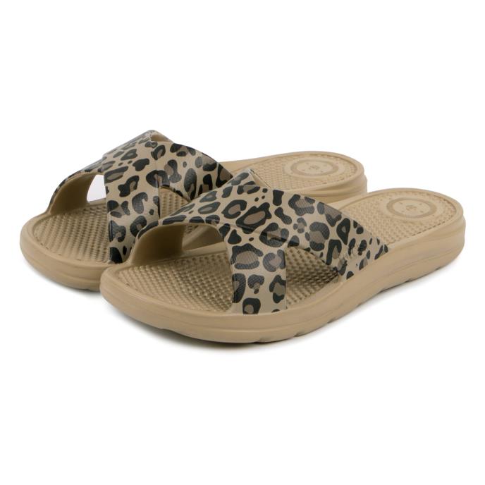 totes® SOLBOUNCE  Ladies Cross Slide Natural Leopard Extra Image 1